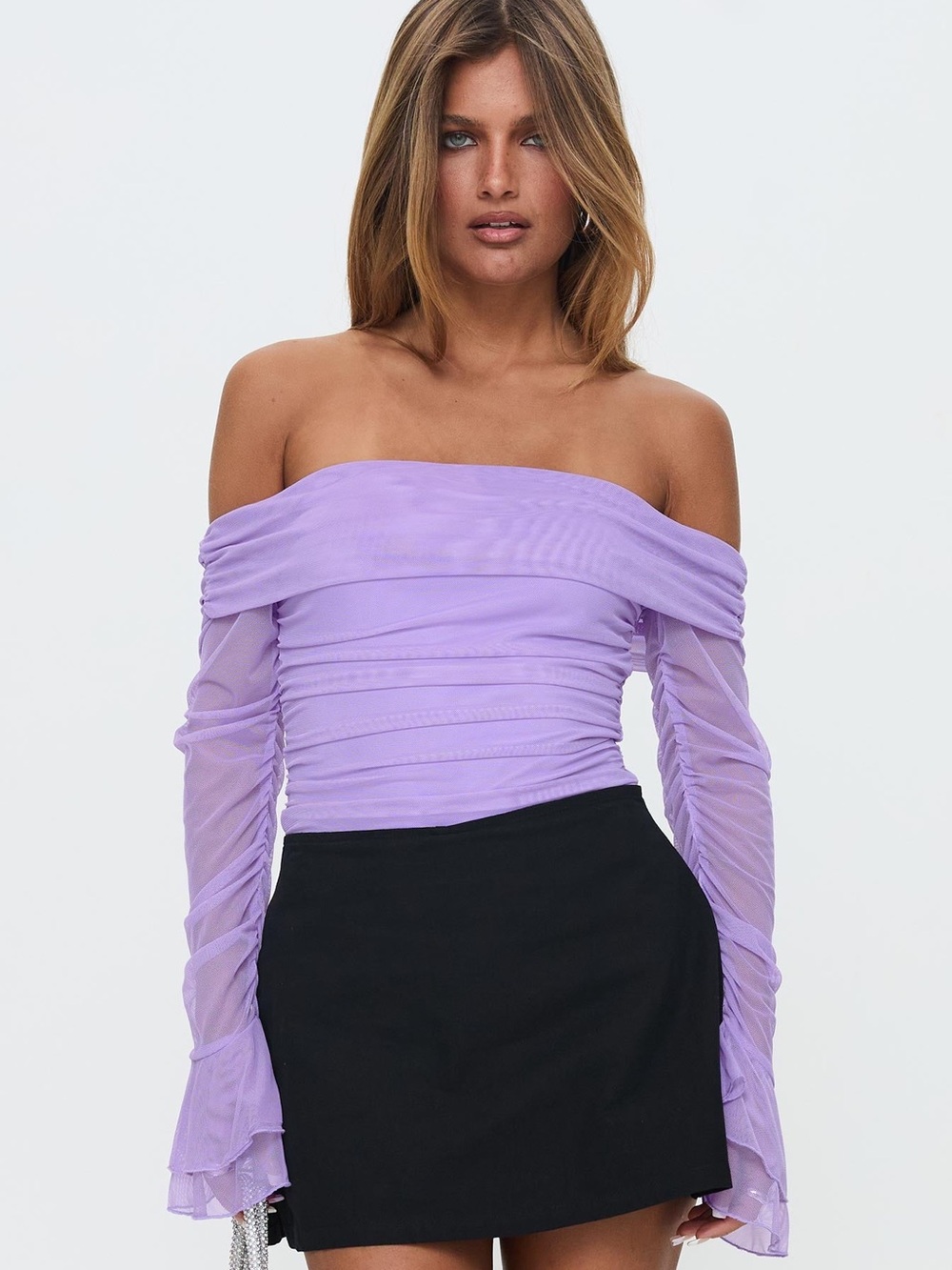 PRINCESS POLLY Feel A Way Shoulder Bodysuit Lilac - size 4